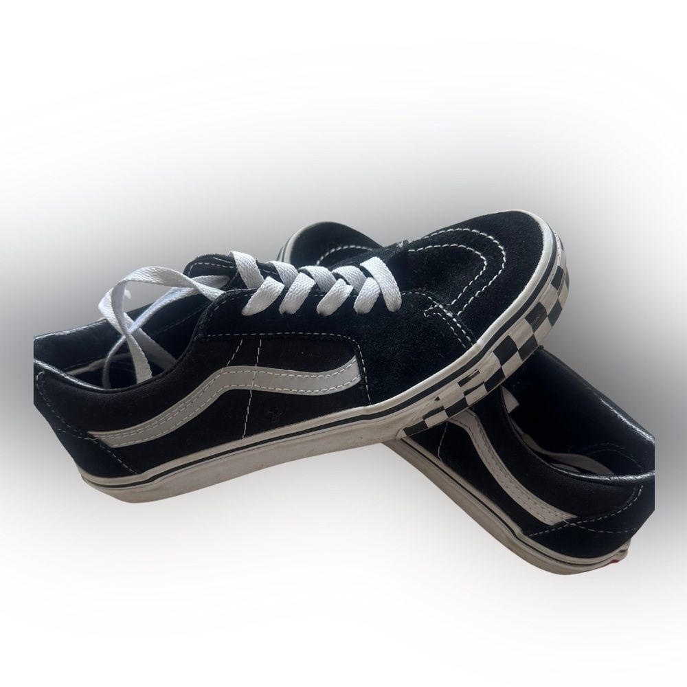 VANS Sk8-Low Kids 'Reflective Sidestripe - Black Checkerboard - Picture 2 of 9